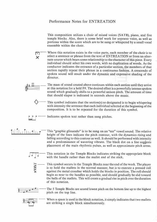 Entreation Performance Notes