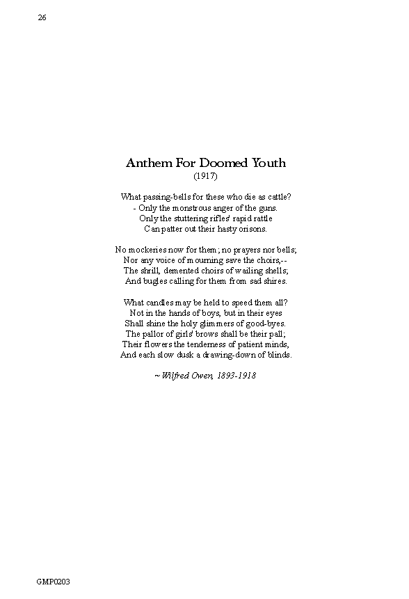 I. Anthem For Doomed Youth, p.26