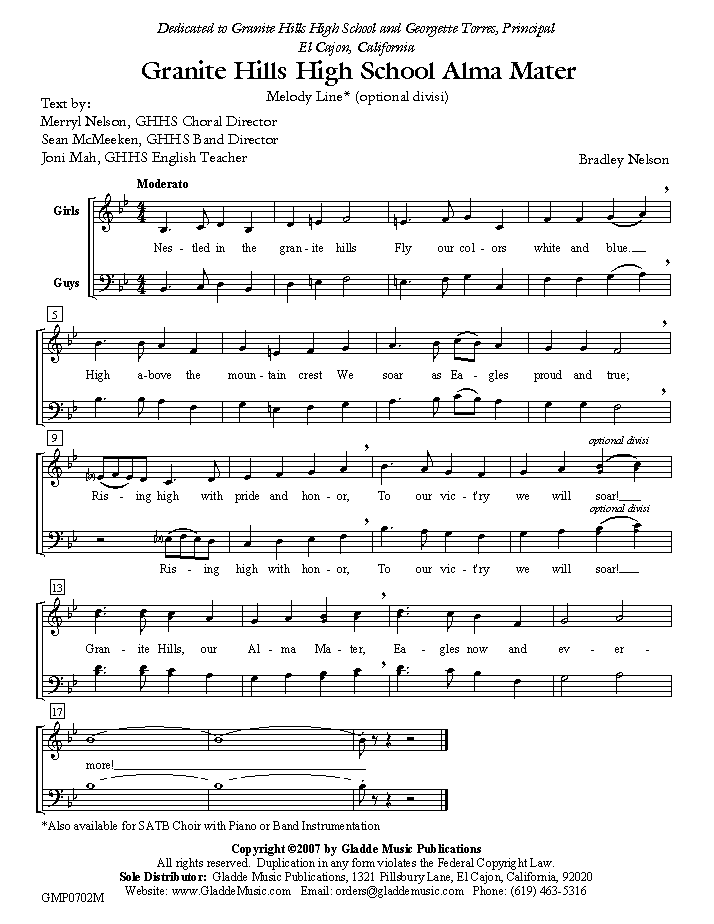 Granite Hills High School Alma Mater-Melody