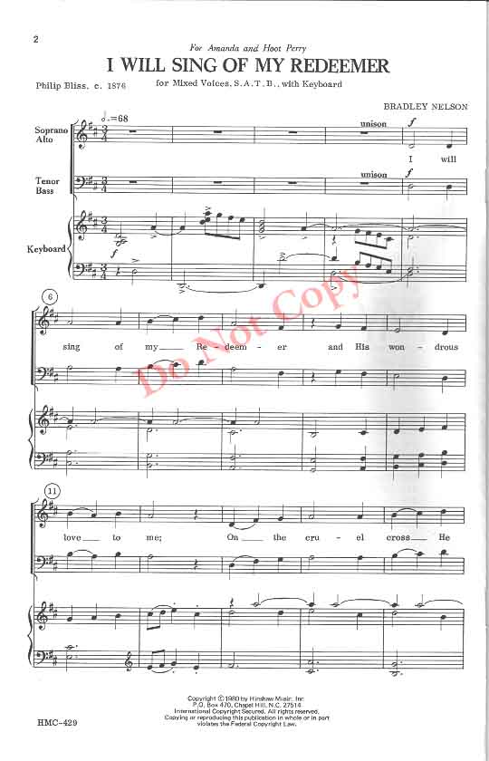 I Will Sing Of My Redeemer, p.2