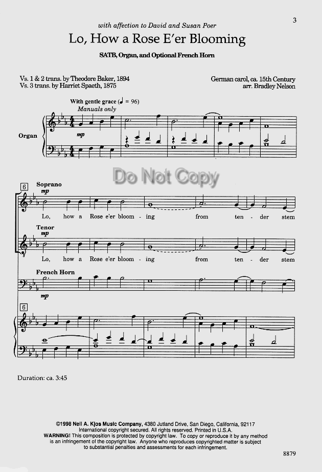 Lo, How A Rose E'er Blooming-Title page